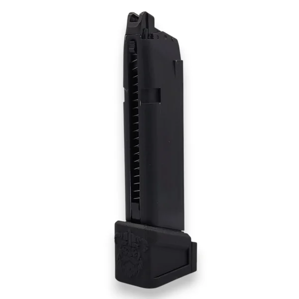 Cargador de Glock GBB con la extensión de base táctica montada en vista lateral